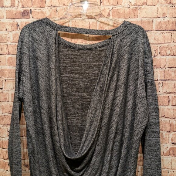 Draped Open Back Sweater BLACK/WHITE Heathered Size 2XL - Picture 7 of 10